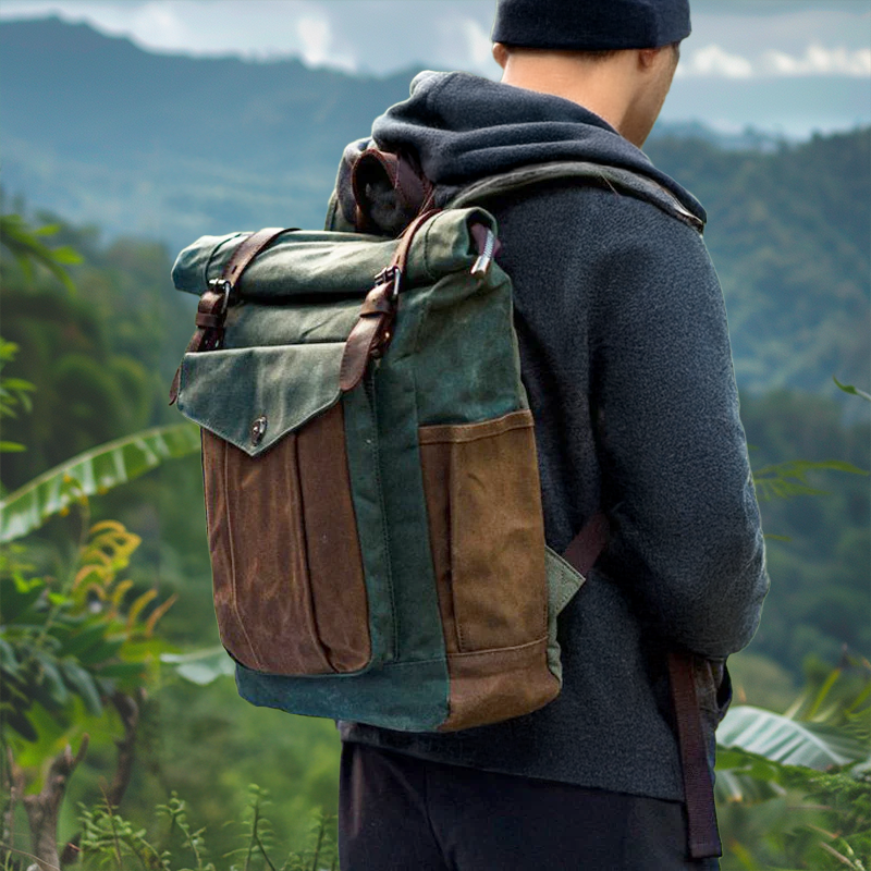 Waxed Canvas Roll Top Backpack  | Mont Blanc