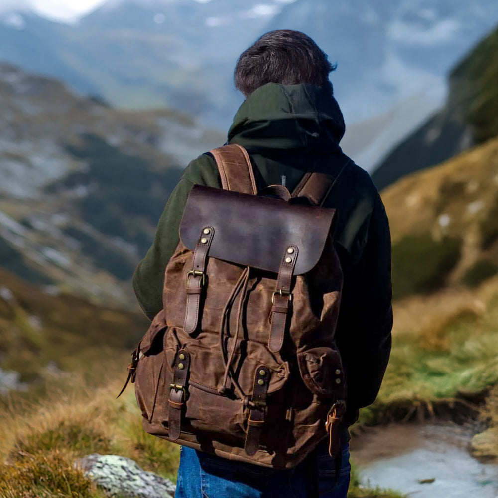 Canvas Leather Backpack  | Amazon