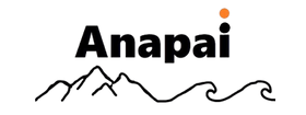 Anapai logo featuring mountains and waves, representing nature and adventure.