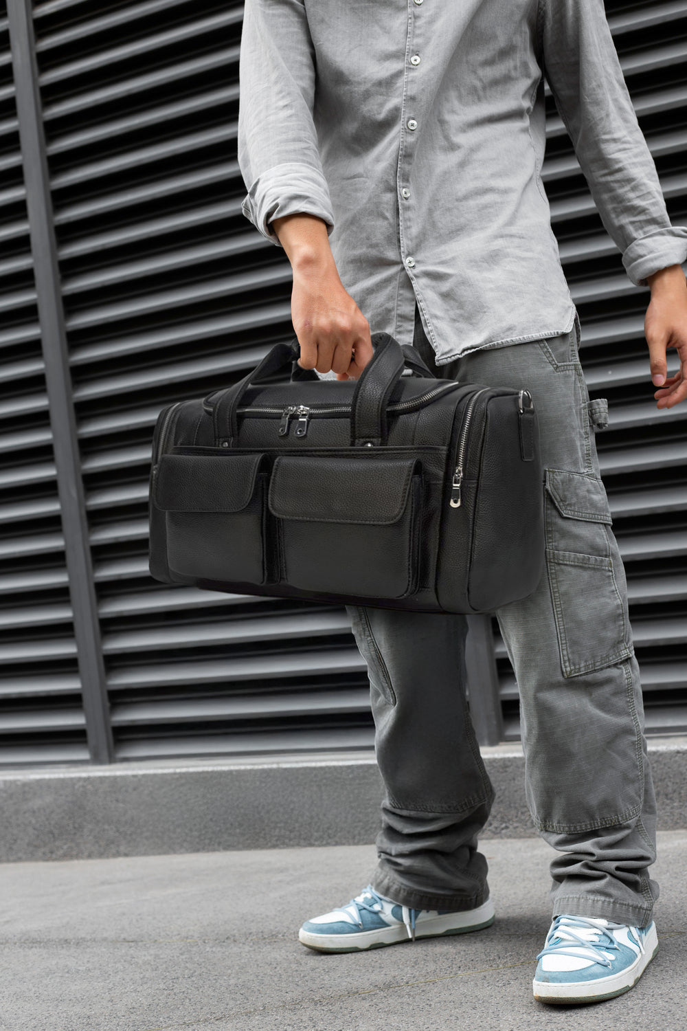 Black Leather Duffle Bag | Norwegian Fjords