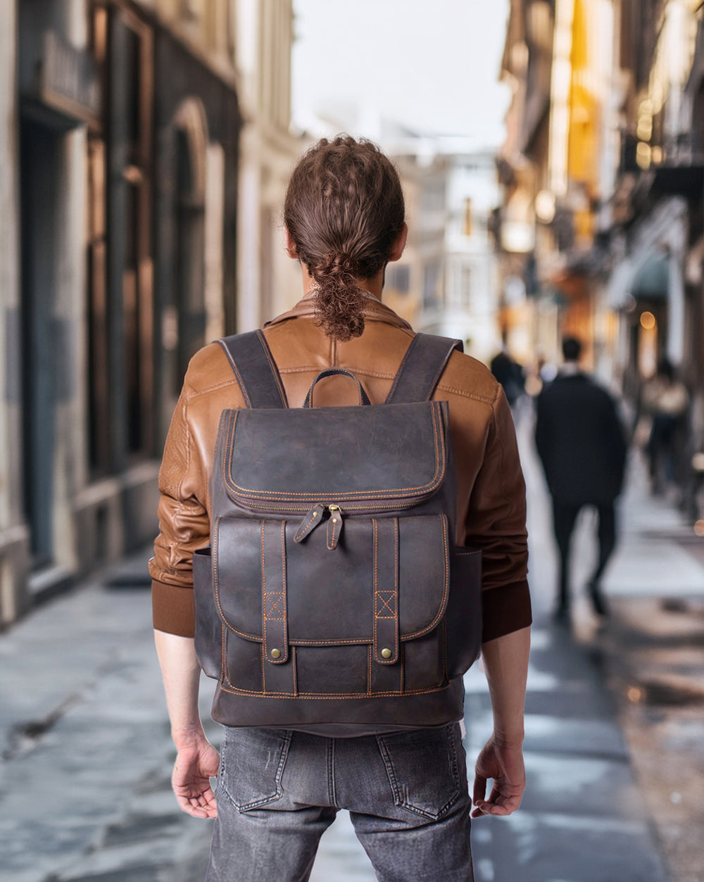 Leather Work Backpack  | Pacific Ocean