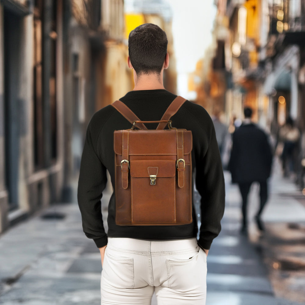 Leather Convertible Backpack | Mediterranean Sea