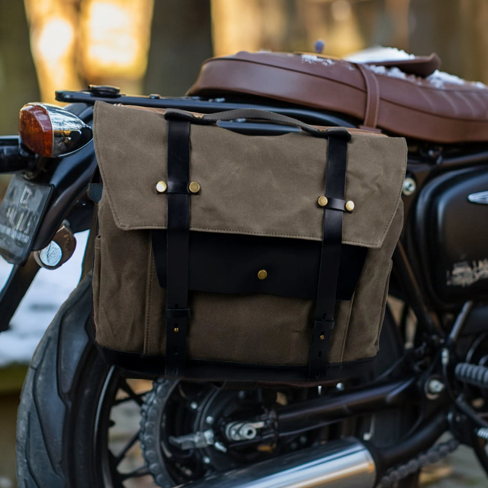 Canvas Motorcycle Saddlebag  | Borneo