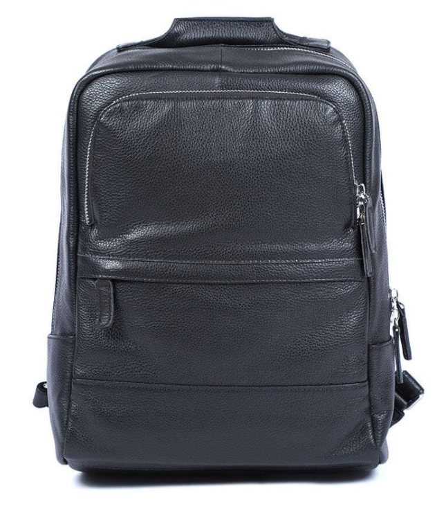 Black leather bookbag from Death Valley, stylish and durable for everyday use.