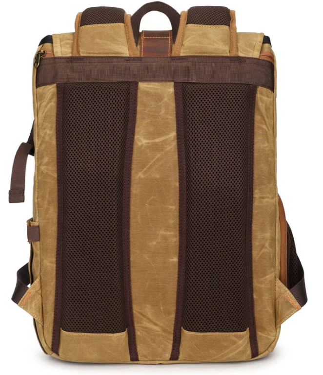 Canvas camera backpack by Kruger, featuring a durable design and breathable mesh for comfort and style.