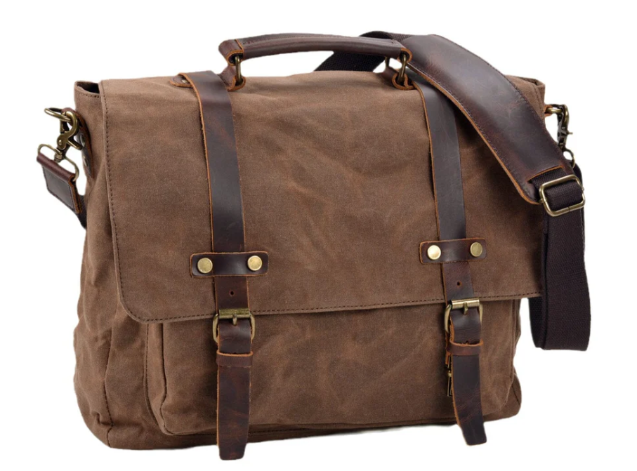 Canvas and Leather Messenger Bag | Rhine