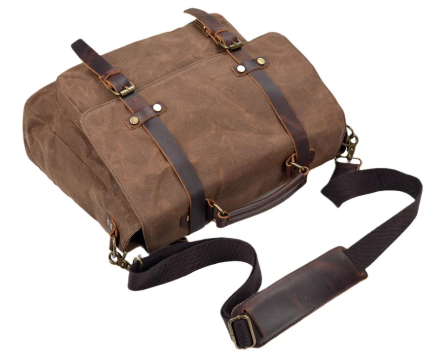 Canvas and Leather Messenger Bag | Rhine