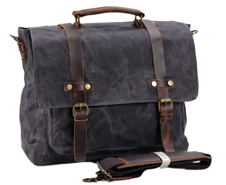Canvas and Leather Messenger Bag | Rhine