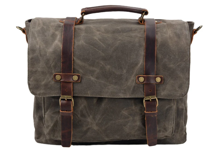 Canvas and Leather Messenger Bag | Rhine