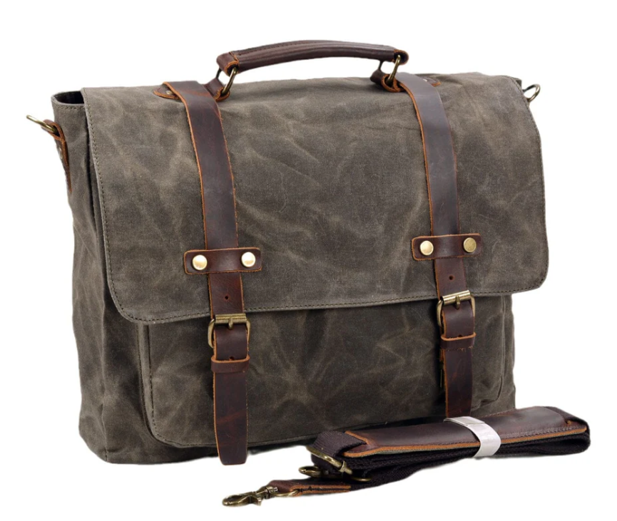 Canvas and Leather Messenger Bag | Rhine