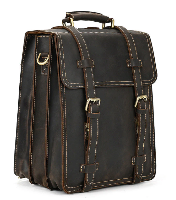 Stylish leather rucksack from Smokies featuring sturdy straps and a classic design, perfect for everyday use.