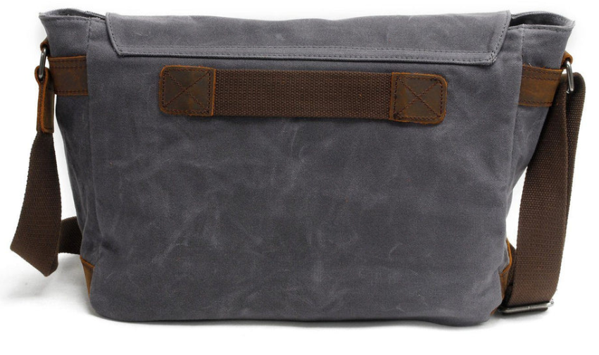 Retro shoulder bag by Yangtze, showcasing a stylish gray canvas design with brown leather accents.