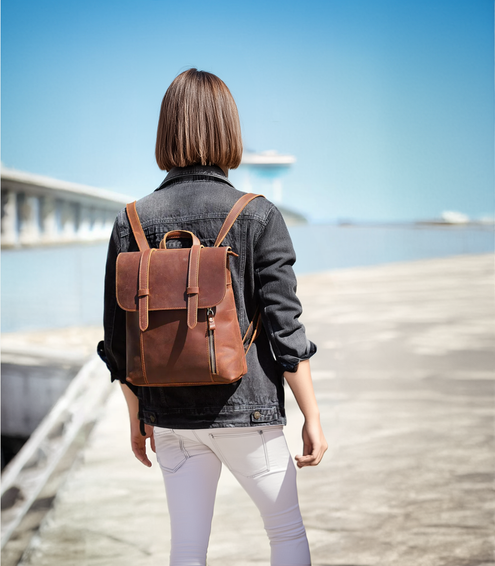 Small Leather Rucksack  | Atlantic Ocean