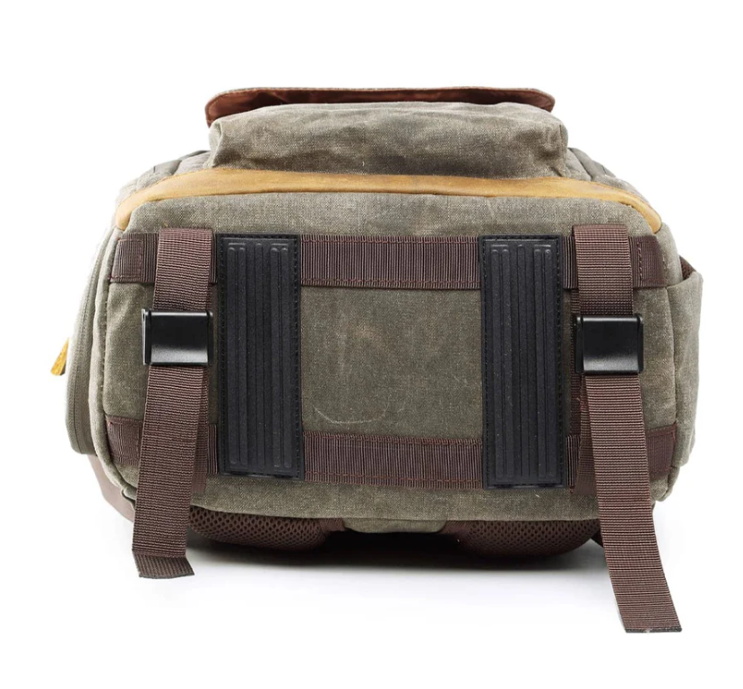 Waterproof canvas camera backpack Antarctica, showing back view with adjustable straps and sturdy construction.