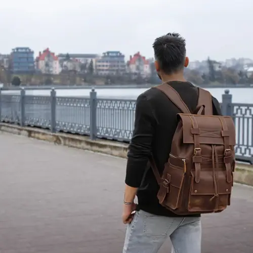 Leather Backpack Brown | Waitomo