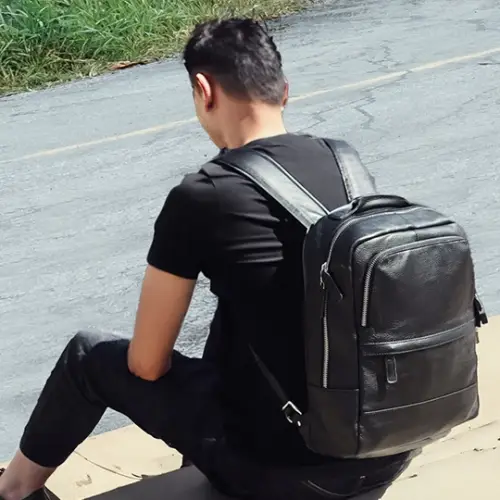 Black Leather Bookbag | Death Valley